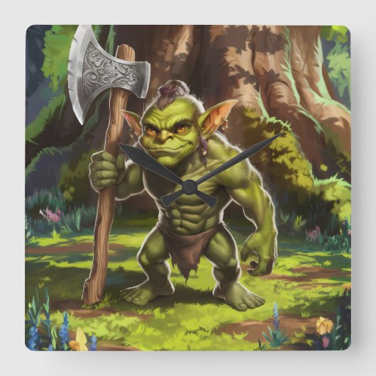 Kabouter boswachter. vierkante klok (Voorkant)