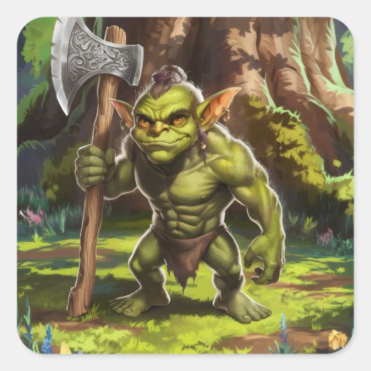 Kabouter boswachter. vierkante sticker (Voorkant)