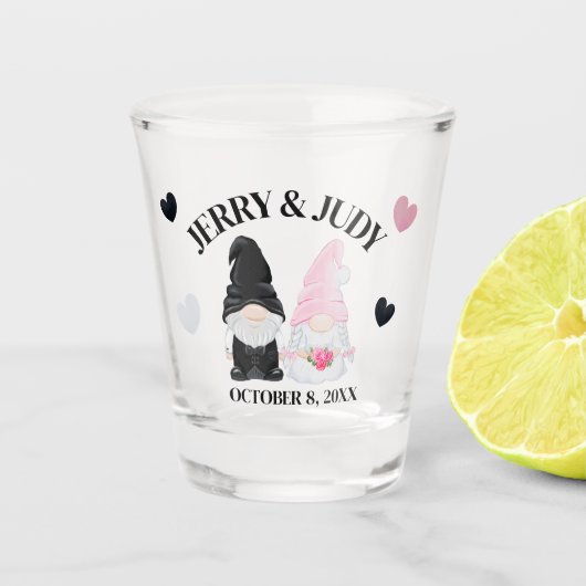 Kabouter Bruiloft Aandenken Shot Glas (Voorkant)
