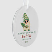Kabouter dennenboom onze eerste kerst ornament (voorkant)