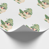 Kabouter dennenboom vrolijk kerstfeest cadeaupapier (Hoek)