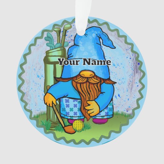 Kabouter die golf speelt  ornament (voorkant)