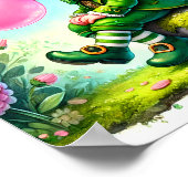 Kabouter die kauwgom blaast St. Patrick's Day Poster (Hoek)