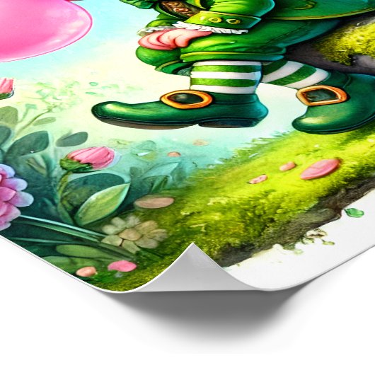 Kabouter die kauwgomblaasjes blaast St. Patrick's  Poster (Hoek)