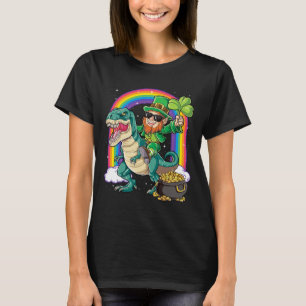 Kabouter die op dinosaurus rijdt St. Patrick's Day T-shirt