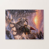Kabouter die op een berggeit rijdt legpuzzel (Horizontaal)