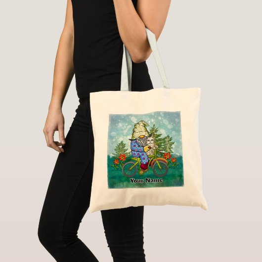 Kabouter die op een fiets rijdt tote bag (Voorkant (product))