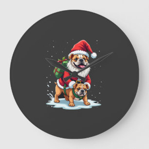 Kabouter die op Engelse Bulldog Kerstmis Kerst Jon Grote Klok