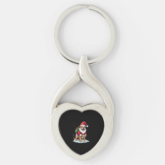Kabouter die op Engelse Bulldog Reist Kerstmis Xma Sleutelhanger (Voorkant)