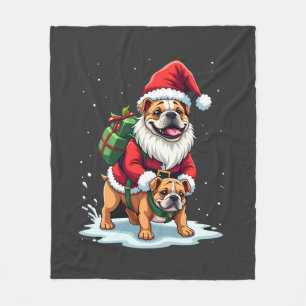Kabouter die op Engelse Bulldog rijdt Kerstmis Xma Fleece Deken