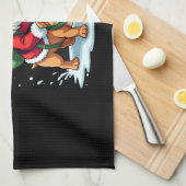 Kabouter die op Engelse Bulldog rijdt Kerstmis Xma Theedoek (Quarter Fold)