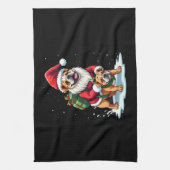 Kabouter die op Engelse Bulldog rijdt Kerstmis Xma Theedoek (Verticaal)