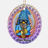 kabouter die saxofoon speelt keramisch ornament (Links)