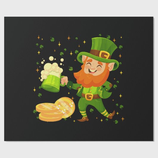 Kabouter drinkt bier St. Patrick's Day Cadeaupapier (Vlak)