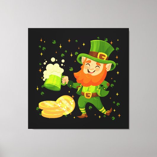 Kabouter drinkt bier St. Patrick's Day Canvas Afdruk (Voorkant)