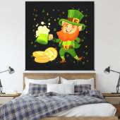 Kabouter drinkt bier St. Patrick's Day Canvas Afdruk (Insitu (Slaapkamer))
