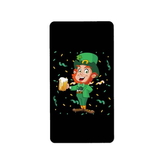 Kabouter drinkt bier St. Patrick's Day Etiket (Voorkant)