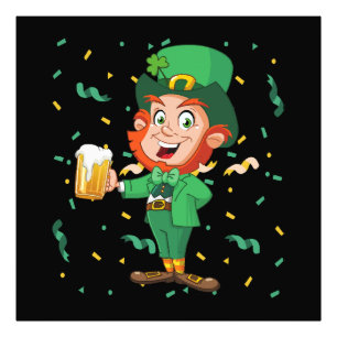 Kabouter drinkt bier St. Patrick's Day Foto Afdruk