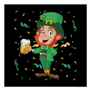 Kabouter drinkt bier St. Patrick's Day Perfect Poster