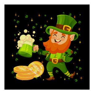 Kabouter drinkt bier St. Patrick's Day Perfect Poster