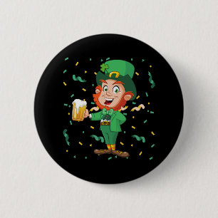 Kabouter drinkt bier St. Patrick's Day Ronde Button 5,7 Cm