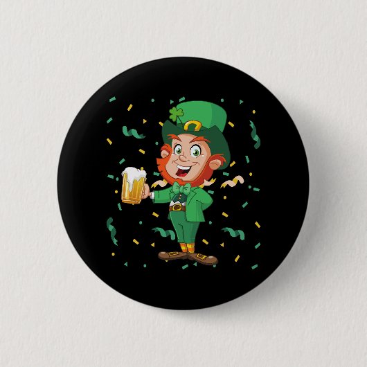 Kabouter drinkt bier St. Patrick's Day Ronde Button 5,7 Cm (Voorkant)
