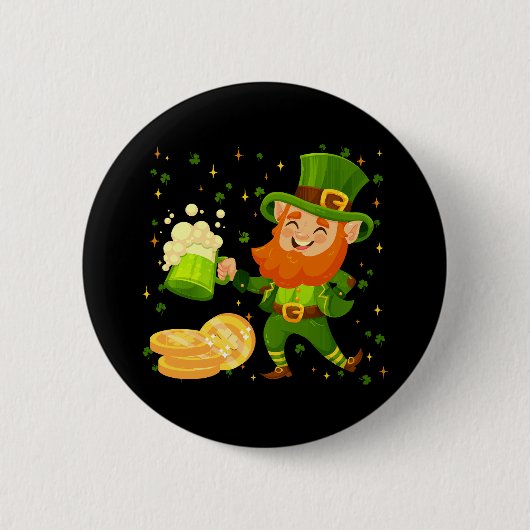 Kabouter drinkt bier St. Patrick's Day Ronde Button 5,7 Cm (Voorkant)