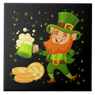 Kabouter drinkt bier St. Patrick's Day Tegeltje