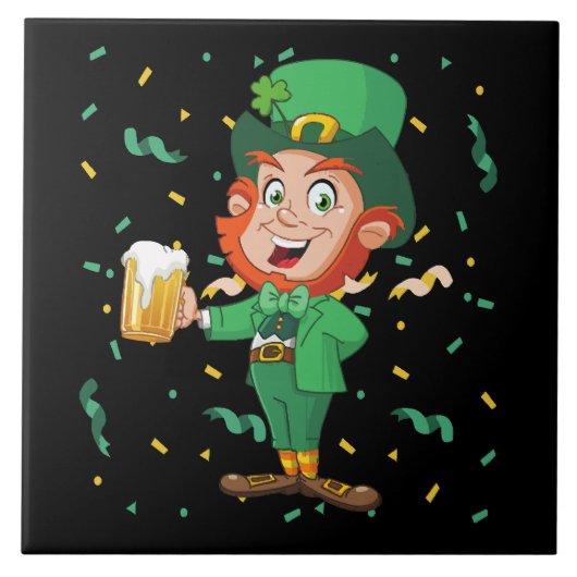 Kabouter drinkt bier St. Patrick's Day Tegeltje (Voorkant)