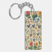 Kabouter een bloempatroonontwerp sleutelhanger (Voorkant Links)