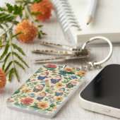 Kabouter een bloempatroonontwerp sleutelhanger (Voorkant Rechts)
