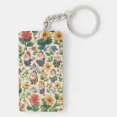 Kabouter een bloempatroonontwerp sleutelhanger (achterkant)