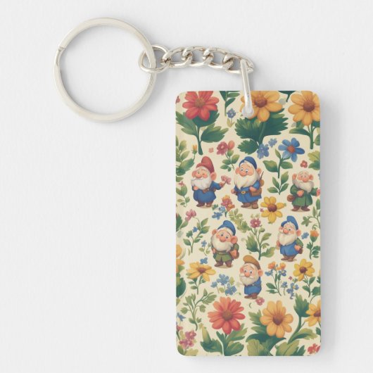 Kabouter een bloempatroonontwerp sleutelhanger (Voorkant)