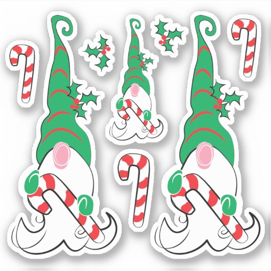Kabouter Elf Kerst Sticker (Voorkant)