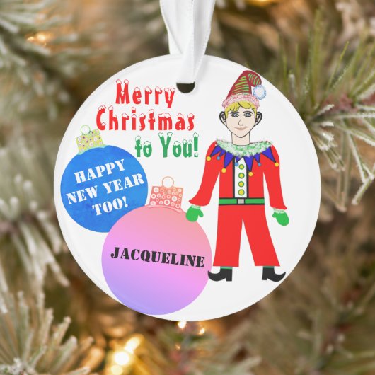 Kabouter Elf Kerstmis NAAM Blauwe Roze Ornamenten (Boom)