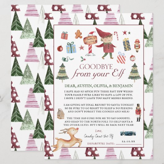 Kabouter Elf | Kinderen Kerst Elf Afscheidsbrief (Voorkant / Achterkant)