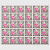 Kabouter en een mooie roze bloem cadeaupapier (Vlak)