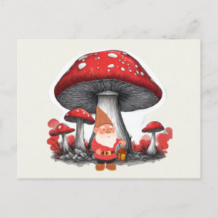 Kabouter en Reuzen Rode Paddenstoelen Briefkaart
