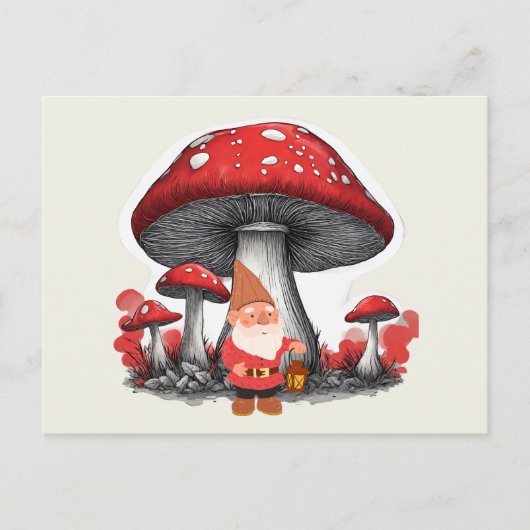 Kabouter en Reuzen Rode Paddenstoelen Briefkaart (Voorkant)