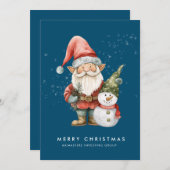 Kabouter en Sneeuwman Prettig Kerstfeest Zakelijk  Feestdagenkaart (Voorkant / Achterkant)