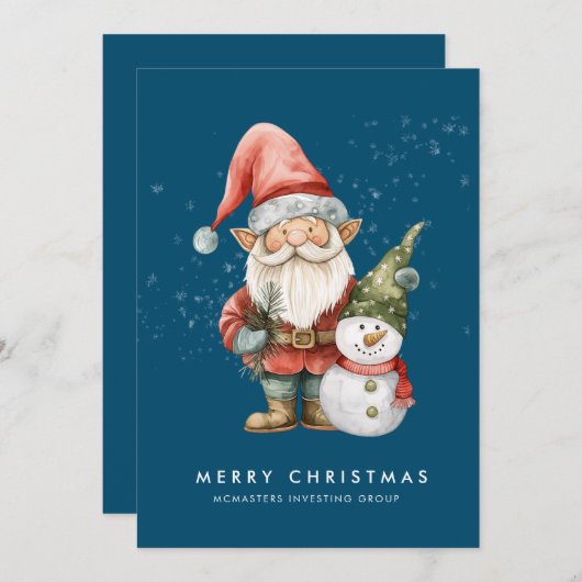 Kabouter en Sneeuwman Prettig Kerstfeest Zakelijk  Feestdagenkaart (Voorkant / Achterkant)