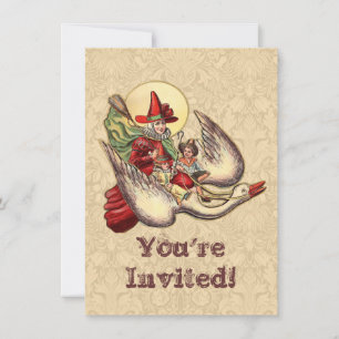 Kabouter Ganzenmoeder Antieke Illustratie Kaart