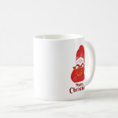 Kabouter gluurt uit de kerstman zak vrolijk kerstf koffiemok (Voorkant rechts)