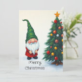 Kabouter Grappig Trendy Whimsical Fantasie Geen Fo Feestdagenkaart (Staand voorkant)