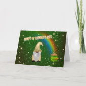 Kabouter Groene Pot Goud Regenboog St. Patrick's Feestdagen Kaart (Voorkant)