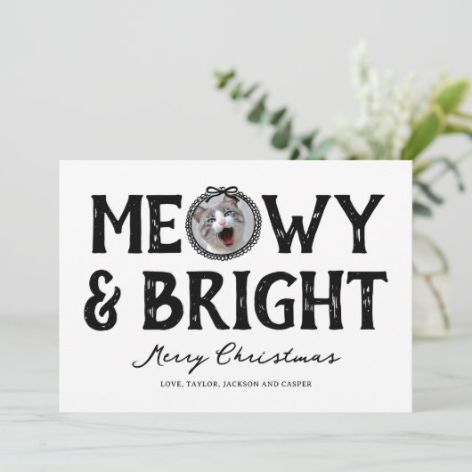 Kabouter & Helder Doodle Kat Foto Kerstmis Feestdagenkaart (Staand voorkant)