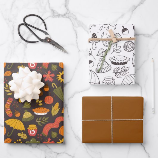 Kabouter Herfst Cute Doodle Inpakpapier Vel (Voorkant)
