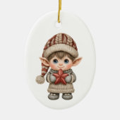 Kabouter Jongen Elf Keramisch Ornament (Voorkant)