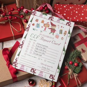 Kabouter Jongen   Kerst Elf Rapport Kaart voor Kin