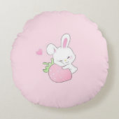 Kabouter Kawaii Rond Dekkussen - Pastel Roze Kussen (Voorkant)
